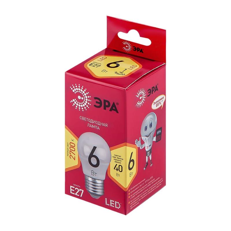 Лампа светодиодная Эра E27 6W 2700K LED P45-6W-827-E27 R Б0049643