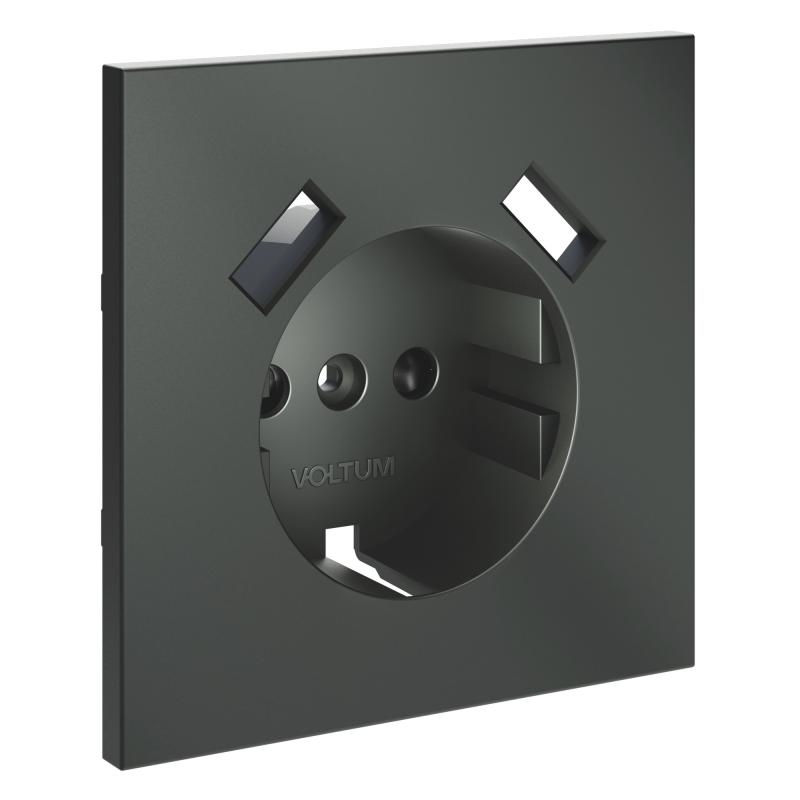 Накладка для розетки с заземлением и защитными шторками, с USB A+A, S70 (титан)