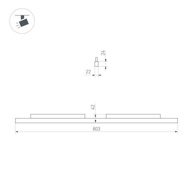 Трековый магнитный светильник Arlight MAG-ORIENT-FLAT-L800-27W Warm3000 (Черный, 100 deg, 48V, DALI) (IP20 Металл) 060473(1)