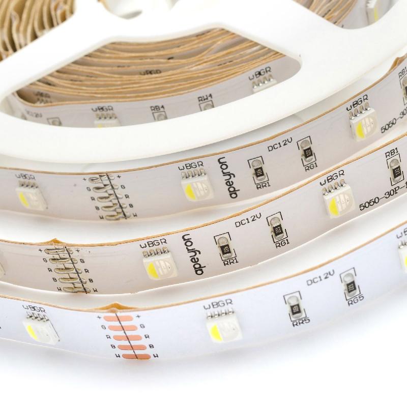 Светодиодная лента Apeyron 12В 7,2Вт/м smd5050 30д/м IP20 360Лм/м 5м RGBW 100BL