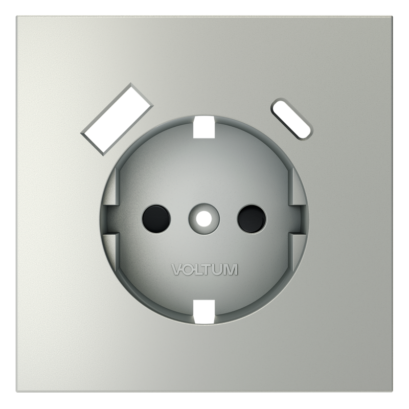 Накладка для розетки с заземлением и защитными шторками, с USB A+C, S70 (сталь)