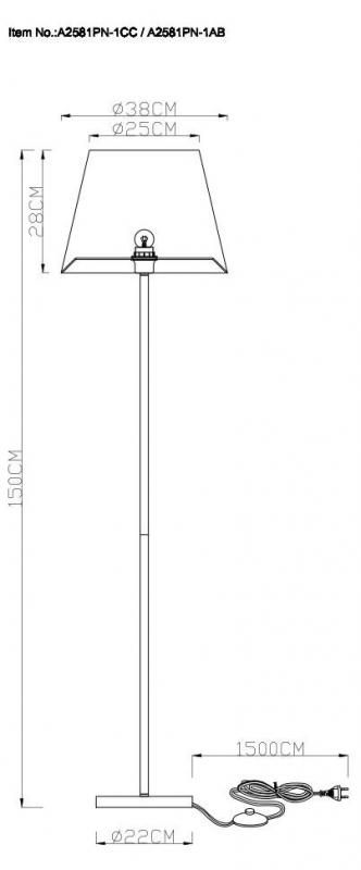 Торшер Arte Lamp ELBA A2581PN-1CC