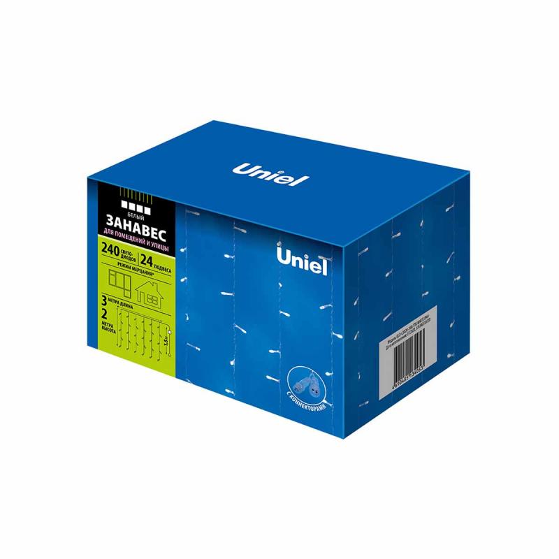 Уличная светодиодная гирлянда (UL-00007217) Uniel занавес 220V белый ULD-C3020-240/TTK White IP44