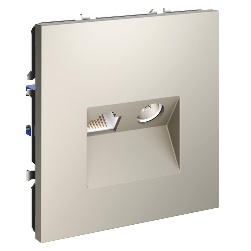 Розетка телевизионная встраиваемая VOLTUM S70 TV+RJ45 кат. 6, (кашемир)